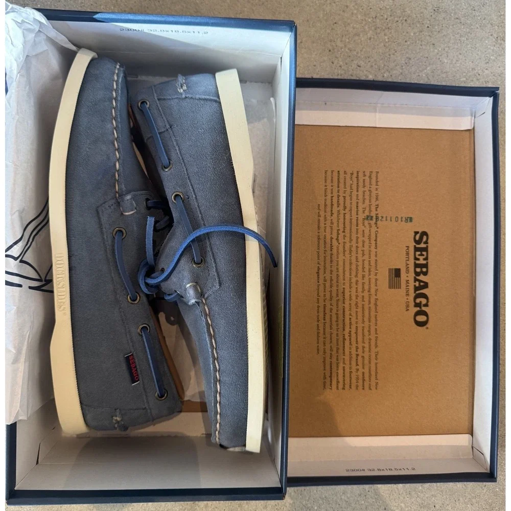 Docksiders Sebago Mens Portland Flesh Out Boat Yacht Shoes Indigo Blue Sz 12 NIB